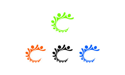 Obraz premium People connect logo, Communication, family, vector symbolic marks. Creative people, people connect, community. Vector logo template, awesome colorful circle logo design ready to use, Community, 
