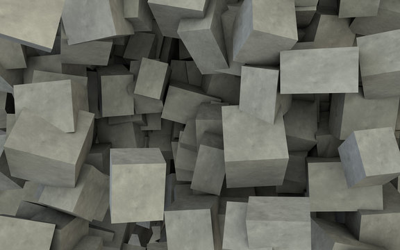 Contemporary abstract background of destroyed concrete cubes © injenerker