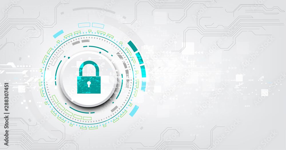 Poster padlock with keyhole icon in. personal data security illustrates cyber data or information privacy i