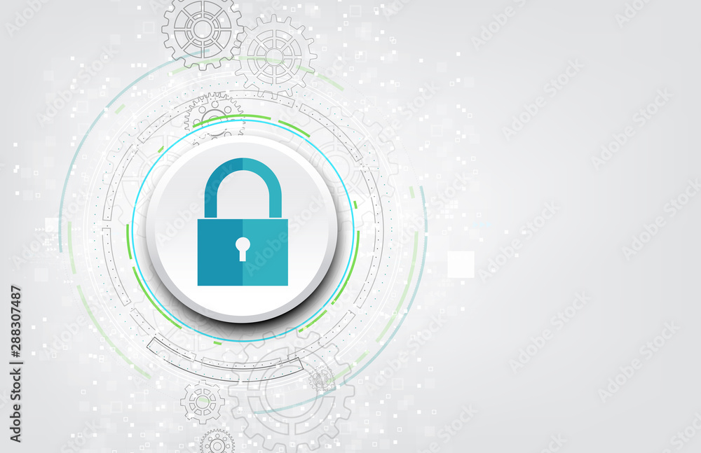Poster padlock with keyhole icon in. personal data security illustrates cyber data or information privacy i