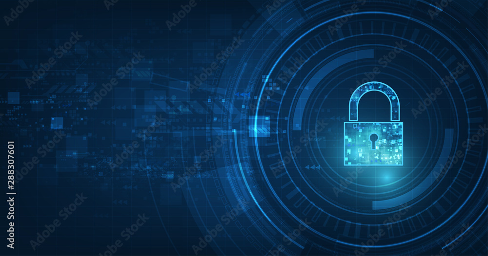 Poster padlock with keyhole icon in. personal data security illustrates cyber data or information privacy i