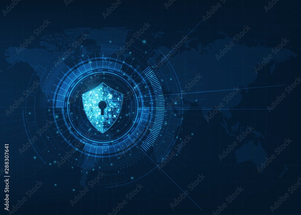 Poster abstract security digital technology background.protection mechanism and system privacy.vector illus
