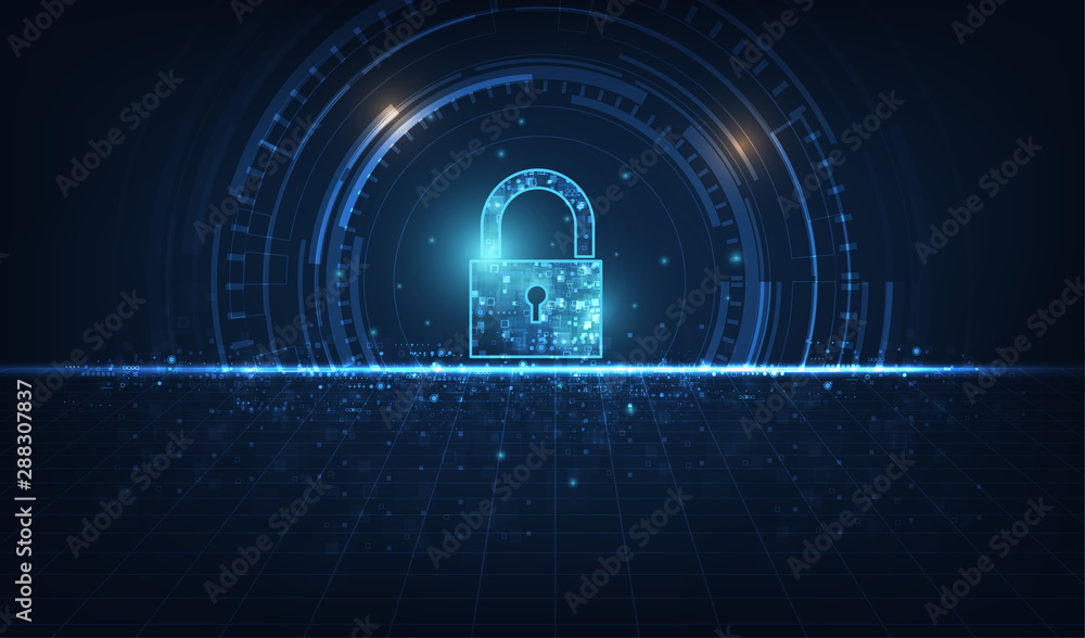 Poster padlock with keyhole icon in. personal data security illustrates cyber data or information privacy i