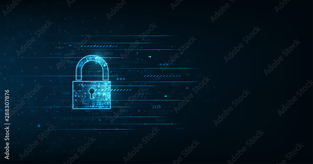 Poster padlock with keyhole icon in. personal data security illustrates cyber data or information privacy i