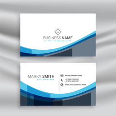 abstract blue wavy lines business card design template