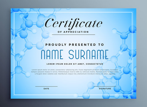 medical science certificate design with molecular structure
