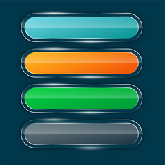 shiny glossy wide banners or buttons set