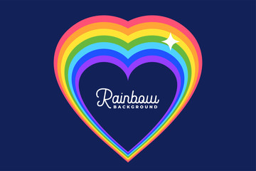 heart love rainbow with star background design