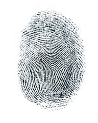 Finger Print on white Paper. Black and White.