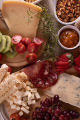 assorted cheese platter for appetizer