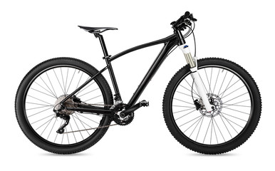 black 650b mountainbike with thick offroad tyres. bicycle mtb cross country aluminum, cycling sport...