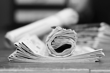 Newspapers, Magazines and Journals on Table at Office 