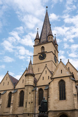 Fototapeta na wymiar Exterior view of the Lutheran Cathedral of Sibiu, Romania.