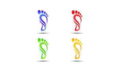 Four colorful abstract footprint logos representing health and wellness