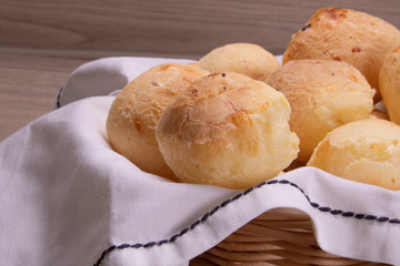 cheese bread basket with coffee