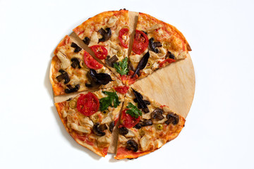 Italian pizza on white background