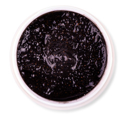 black Body scrub in Jar on white background