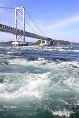 Fototapeta na wymiar 大鳴門橋と鳴門の渦潮 (徳島)