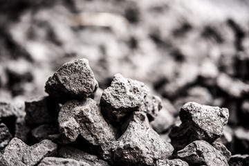 Top view of a coal mine mineral black for background. Used as fuel for industrial coke