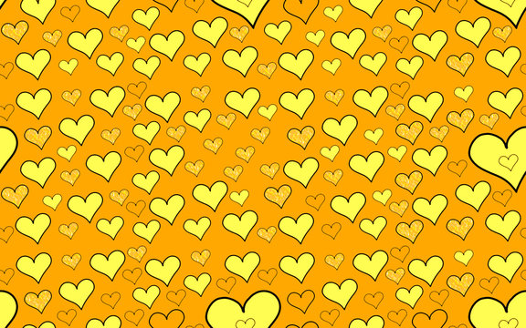 yellow hearts seamless pattern for wrapping paper