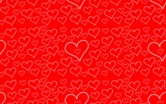 red doodle hearts for Valentine's day