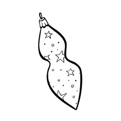 Xmas festive decoration hand drawn illustration. Children colouring picture. coloring book page design element. Christmas tree toy with stars pattern monochrome drawing. Winter holiday outline symbol