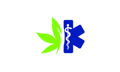 Medical marijuana symbol combining star of life and cannabis leaf