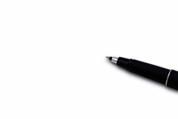 Black pen on a white sheet isolated on white