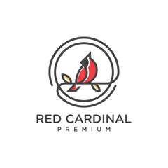 unique red cardinal logo - vector illustration design on a light background