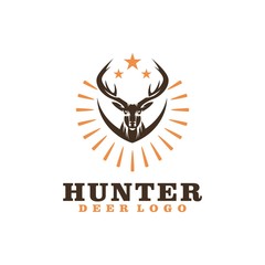 deer hunting logo - vector illustration on a light background