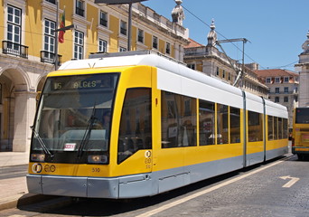 Naklejka na ściany i meble Modern tram in Lisbon - Portugal