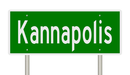 Rendering of a green highway sign for Kannapolis North Carolina