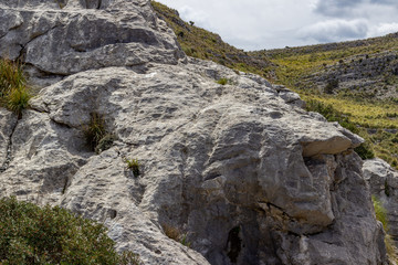 Scenic view at landscape on Serra de Tramuntana in the north of mallorca between Lluc and Sa Calobra