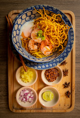 Thai noodle with thai ingredients.