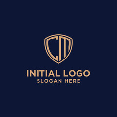 initial CM logo design template. business and gold. vector