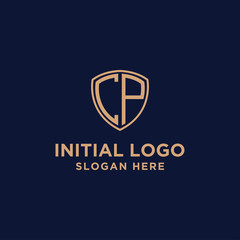 initial CP logo design template. business and gold. vector