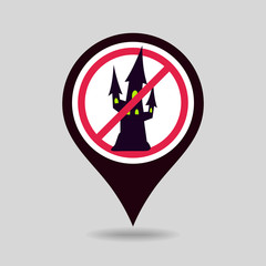 No, Ban or Stop sign. Halloween, witch castle icon
