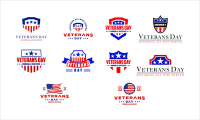 Set of design Vector template with text for veteran's day