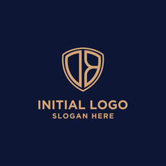 initial DB logo template. shield and gold logo. vector