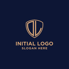 initial DL logo template. shield and gold logo. vector