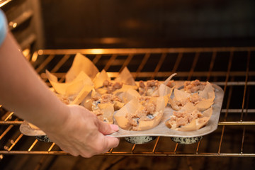 Making blueberry muffins from scratch