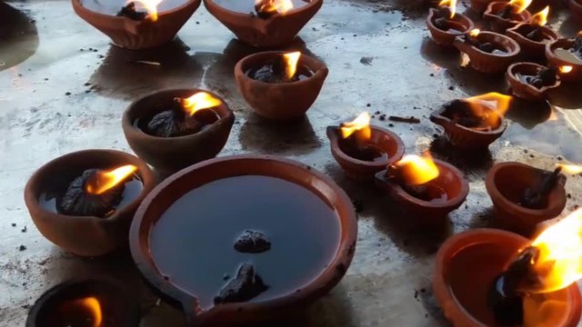 Diya or deepak Burning many in temple