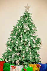 Christmas Tree with decorations and gift boxes