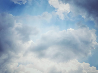 It is going to rain.Many white clouds in the sky.The atmosphere in the blue sky with copy space