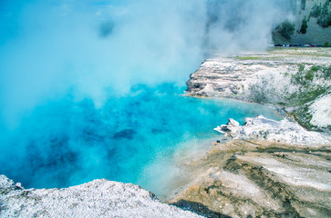 Excelsior Geyser Crater in Yellowstone National Park, USA