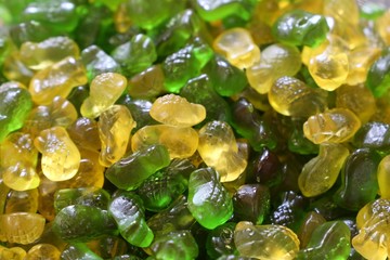 candies with jelly and sugar. colorful array of different childs sweets and treats.