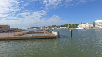 Aerial view of Helsinki port and cityscape in summer, Finland