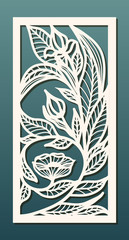 Laser cut panel template, anstract floral pattern