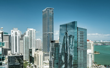 Panoramic aerial view of Downtown Miami on a sunny day, Florida, USA