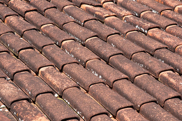 Diagonal red ceramic tiles texture